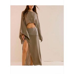 Free People Cass Two-Piece Maxi Set in Natural NWOT